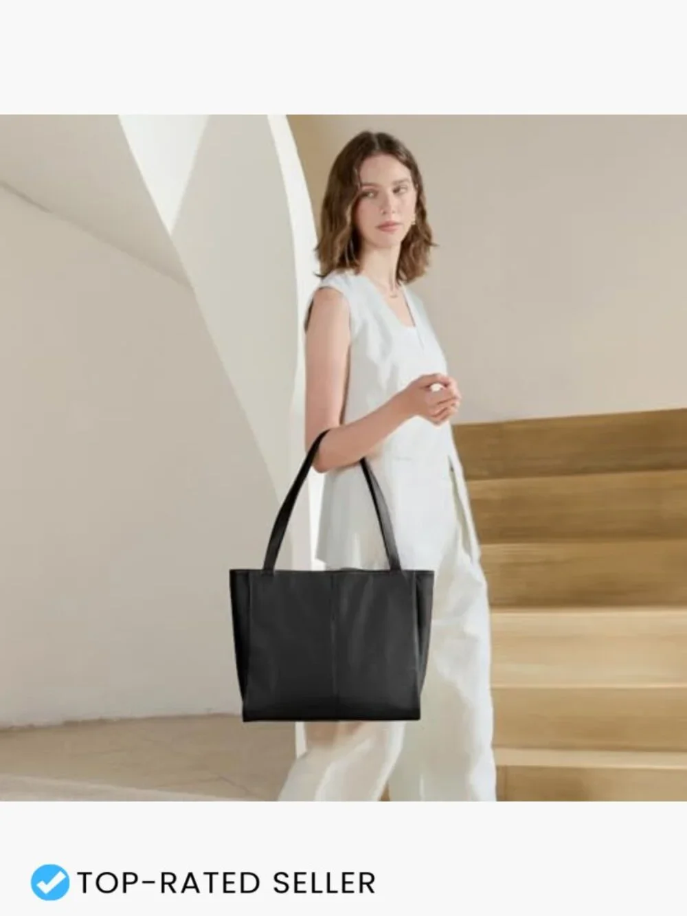Genuine Leather Tote Bag for Women Work Travel Laptop Purse Handbag Chic